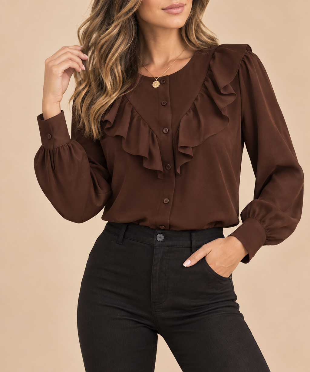 CHEMISE À VOLANT JADE