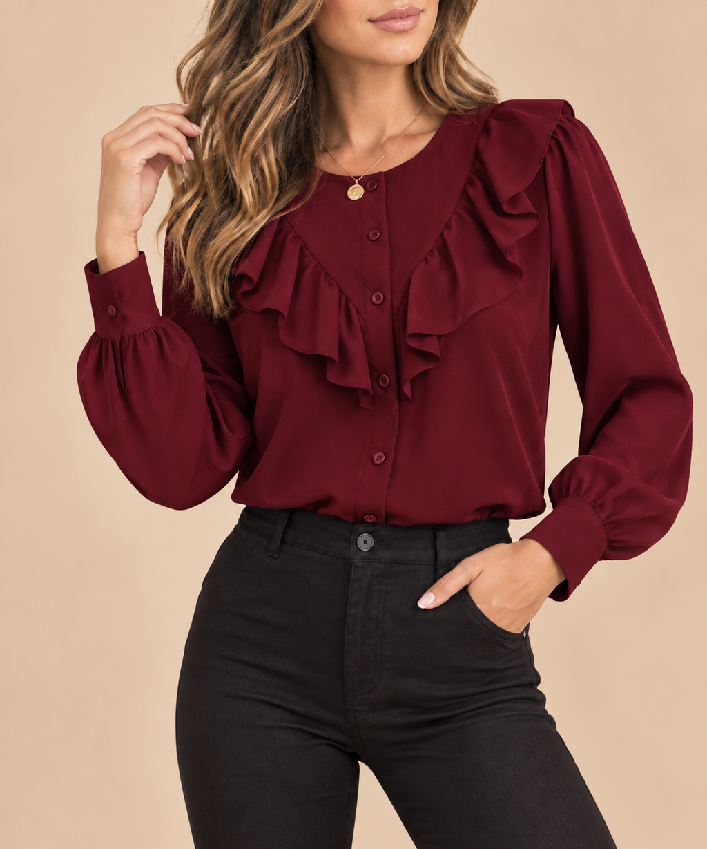 CHEMISE À VOLANT JADE